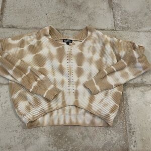 Freshman Tan & Cream Tie-Dye Knit Sweater – Cozy Lightweight Pullover